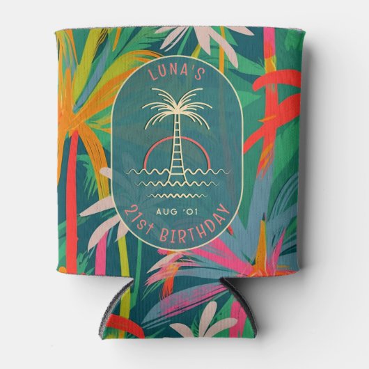 Verjaardag Strand feest palmboom zonsondergang Wat Blikjeskoeler (Voorkant)