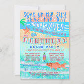 Verjaardag strand of zwembad Party Zomer Vis Surve Kaart (Voorkant)