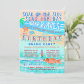 Verjaardag strand of zwembad Party Zomer Vis Surve Kaart (Staand voorkant)