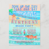 Verjaardag strand of zwembad Party Zomer Vis Surve Uitnodiging Briefkaart (Voorkant)