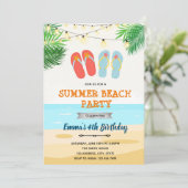 Verjaardag strand slippers kaart (Staand voorkant)