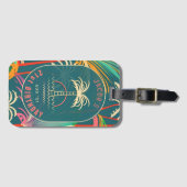 Verjaardag Strand tropische palmboom strand zonson Bagagelabel (Voorkant (horizontaal))