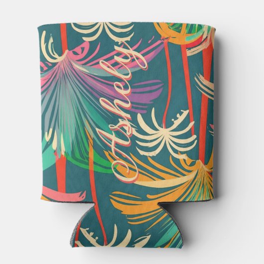 Verjaardag Strand tropische palmboom strand zonson Blikjeskoeler (Achterkant)