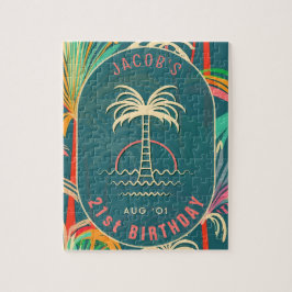 Verjaardag Strand tropische palmboom strand zonson Legpuzzel