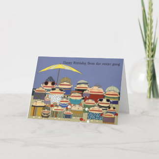 Verjaardag strandkaart van de groep kaart