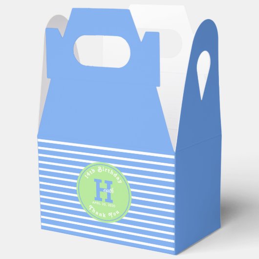 Verjaardag Strepen Blauw⎮Wit Groen Favoriet Box Bedankdoosjes (Open)