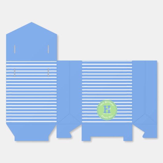 Verjaardag Strepen Blauw⎮Wit Groen Favoriet Box Bedankdoosjes (Ongevouwen)