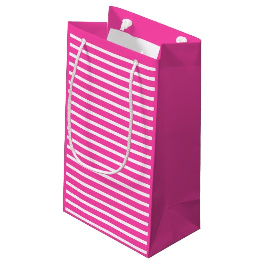 Verjaardag Strepen Roze⎮Wit Groen Kleine Gift Bag Klein Cadeauzakje (Achterkant Gekanteld)