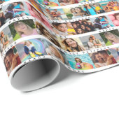 Verjaardag Stripe Fotocollage Cadeaupapier (Rol Hoek)
