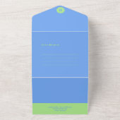 Verjaardag Stripes Blauw⎮Wit Groen All In One Uitnodiging (Buitenkant)