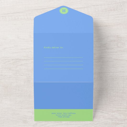 Verjaardag Stripes Blauw⎮Wit Groen All In One Uitnodiging (Buitenkant)