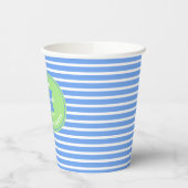 Verjaardag Stripes Blauw⎮Wit Groen Papieren Bekers (Links)