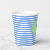 Verjaardag Stripes Blauw⎮Wit Groen Papieren Bekers (Rechts)