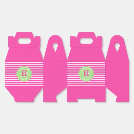 Verjaardag Stripes Roze⎮Wit Groen Favoriet Box Bedankdoosjes (Ongevouwen)