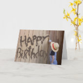 Verjaardag Sunhat Jongen Schilderij Hek Kaart (Gele Bloem)