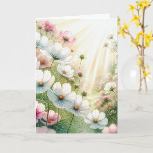 Verjaardag Sunny Cosmos Garden Kaart (Gele Bloem)