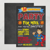 Verjaardag Superheld Uitnodigingen. Kind verjaarda Kaart (Voorkant / Achterkant)