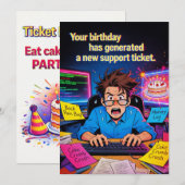 Verjaardag Support Ticket Kaart (Voorkant / Achterkant)