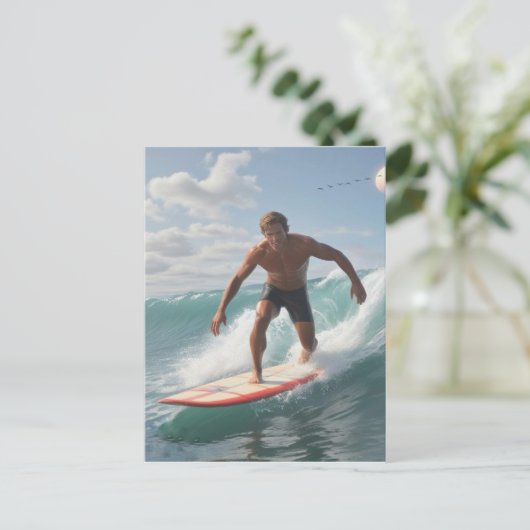 Verjaardag Surfer Briefkaart (Staand voorkant)
