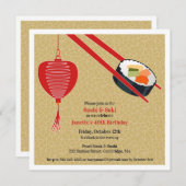 Verjaardag Sushi Party Flat Uitnodiging (Voorkant / Achterkant)