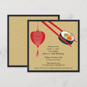 Verjaardag Sushi Party Flat Uitnodiging (Voorkant / Achterkant)