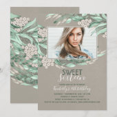 Verjaardag Sweet 16 | Groen Verjaardag Foto Kaart (Voorkant / Achterkant)