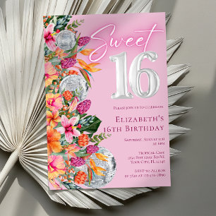 Verjaardag Sweet 16 Kleurrijke Tropische Bloemen D Kaart