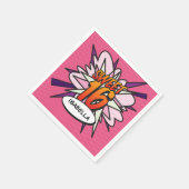 VERJAARDAG SWEET 16 Leuk Retro Stripboek Roze Servet (Hoek)