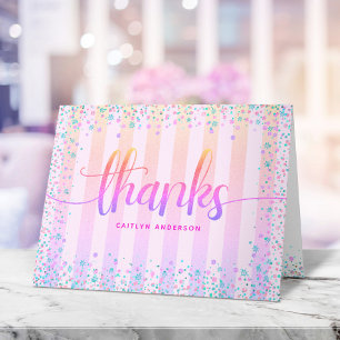 Verjaardag sweet 16 regenboog ombre glitter schrif bedankkaart