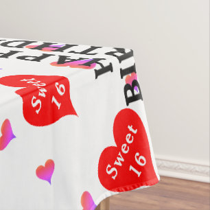 Verjaardag Sweet 16 Rood Roze Harten Tafelkleed
