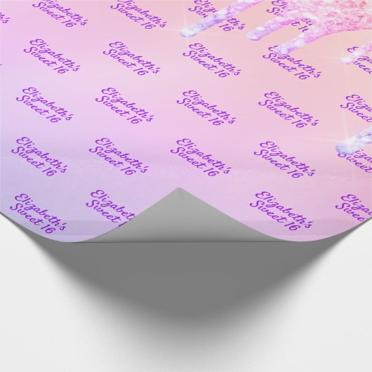 Verjaardag Sweet 16 roze roze gouden glinsterende  Cadeaupapier (Hoek)