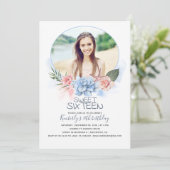 Verjaardag Sweet 16 | Strand 16 Verjaardag Foto Kaart (Staand voorkant)