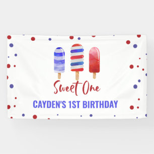 Verjaardag Sweet One 1 jaar ijslolly 4 juli Spandoek