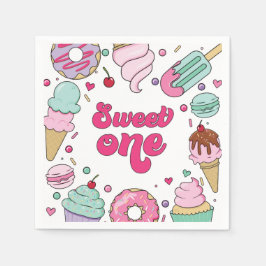 Verjaardag Sweet One met Ijs, Strooigoed en Cake Servet