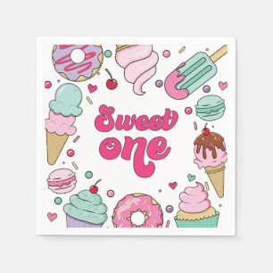 Verjaardag Sweet One met Ijs, Strooigoed en Cake Servet