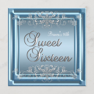 Verjaardag Sweet Sixteen Blauw Zilver Tiener Meisj Kaart