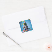 Verjaardag T-Rex Vierkante Sticker (Envelop)