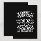 Verjaardag T-shirt  Legends geboren in 2002 Kaart (Voorkant / Achterkant)