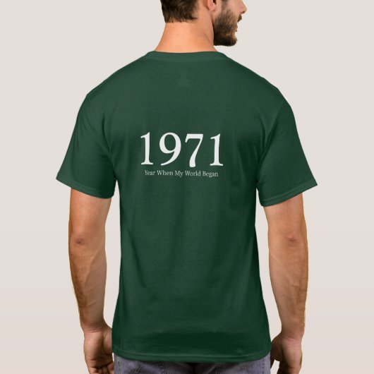 Verjaardag T-shirt met de datum 1971 of elke Vinta (Achterkant)