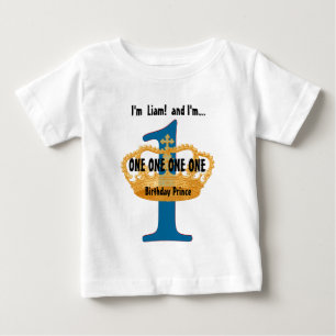 Verjaardag T-shirt voor een jaar oud blauw gouden