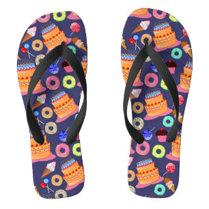 Verjaardag taart gebak patroon ontwerp teenslippers