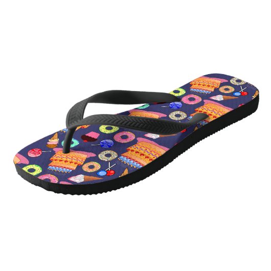 Verjaardag taart gebak patroon ontwerp teenslippers (Schuin)