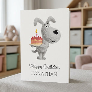 Verjaardag Taart Kaars Schattig Grappige Hond Pupp Kaart
