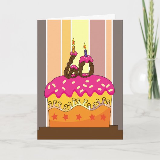 Verjaardag - Taart met kaarsen 60 - 60ste verjaard Kaart (Voorkant)