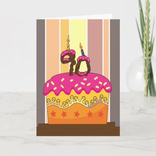 Verjaardag - Taart met kaarsen 90 - 90ste verjaard Kaart (Voorkant)