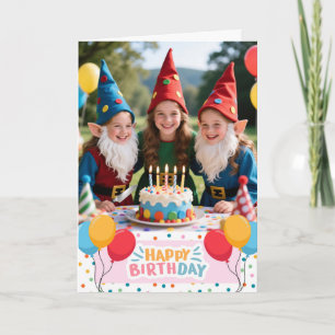 Verjaardag Taart Snijden met je Gnomies Kaart