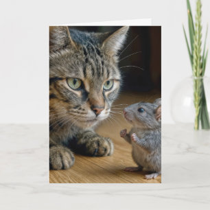 Verjaardag Tabby Kat Met Dappere Muis Kaart