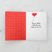 Verjaardag tabby kat met hartballon kaart (Binnen)