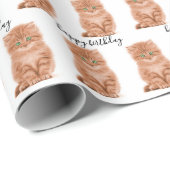 Verjaardag Tabby Poesje Op Wit Cadeaupapier (Rol Hoek)