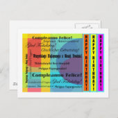 Verjaardag talen briefkaart (Voorkant / Achterkant)